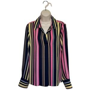 Tommy Hilfiger Striped Long Sleeve Popover Shirt Sz M